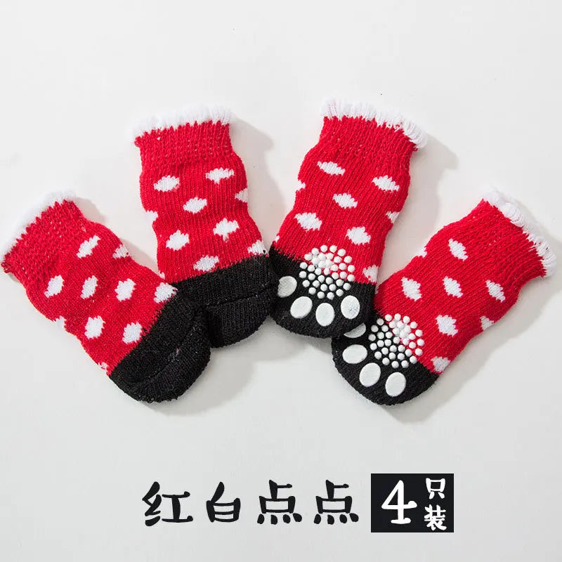 4Pcs Cute Pet Dog Socks